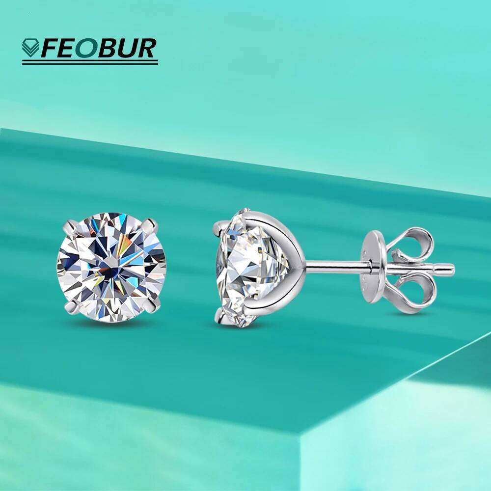 0.2-2ct Moissanite Stud Earrings for Women Man Party Wedding Sparkling 4 Claws Diamond Ear Studs 925 Sterling Silver Jewelry GRA 25H1226