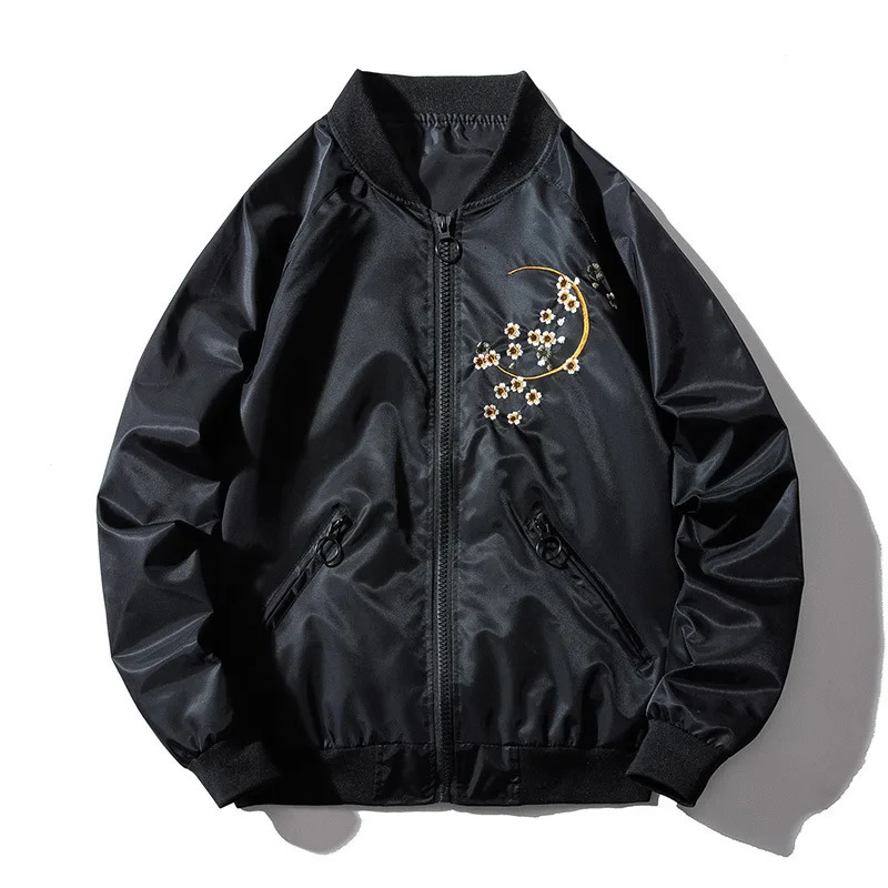 Men Baseball Jacket Embroidery Dragon Hip Hop Bomber Pilot Jacket Men Harajuku Japanese Retro Coat Fashion Streetwear Autumn 251222