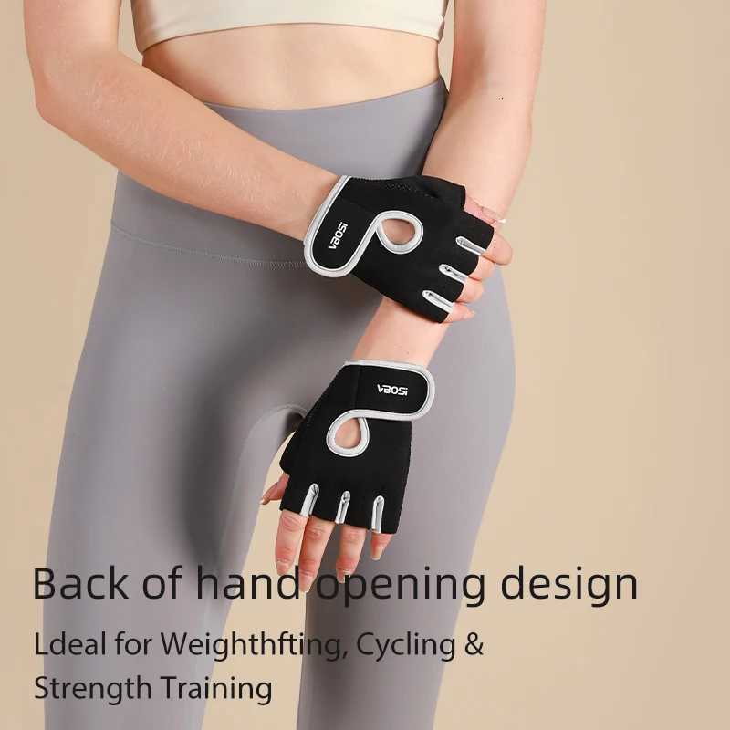 1 Pair Unisex Adjustable Sports Gloves with Anti-slip Silicone Dots for Weightlifting Cycling Squat M251226