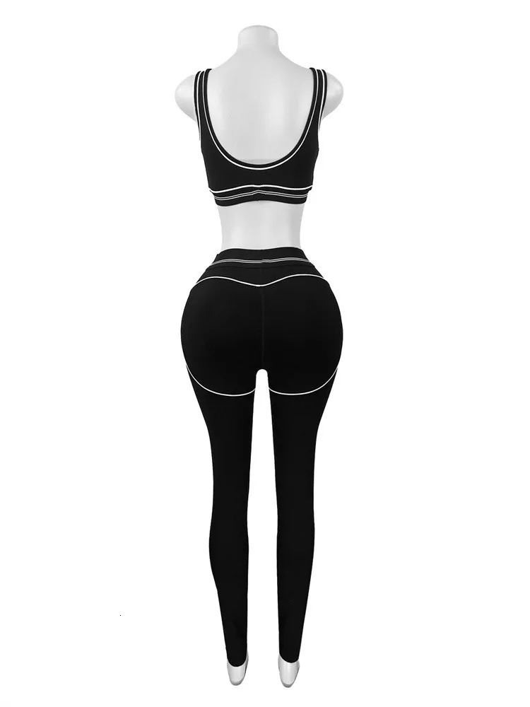 Summer And Spring Sleeveless Tank Crop top Suits Tracksuits Womens Suits Fashion Pants Female Soild Yoga 2 Piece Sets 2025251222 - view 7
