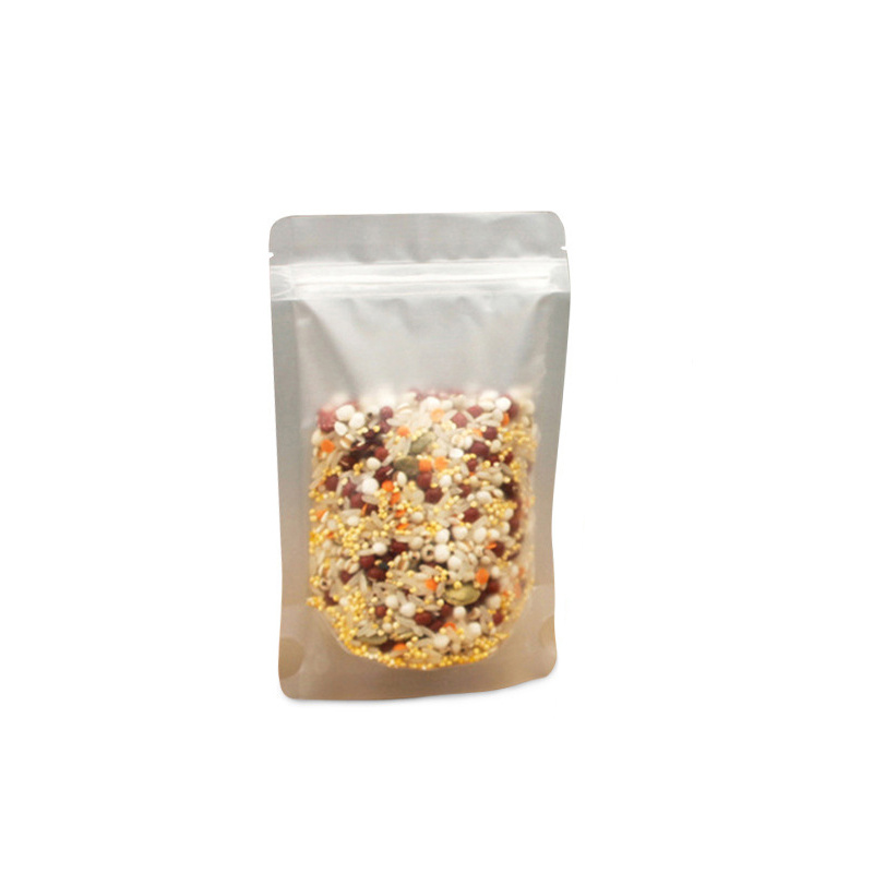 100PCS Resealable Stand up Bags Frosted Plastic Zipper bag Food Grade Smellproof Packaging Bag Snack Nuts Coffee Cereals Corn Beans Storage Pouches