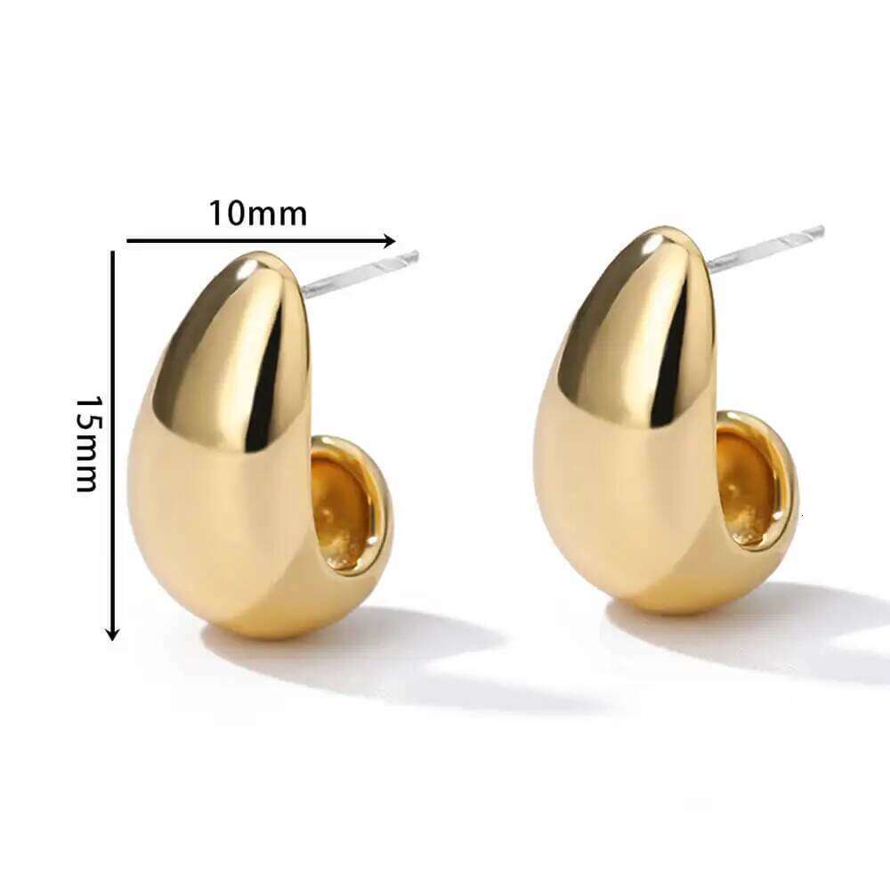 Vintage Chunky Dome Drop For Women Gold Plated Glossy Stainless Steel Thick Teardrop Earrings Christmas Jewelry Gift 25H1226
