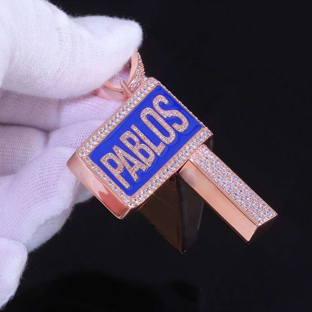 jewelry Hip Hop Jewelry Custom Iced Out Cubic Zirconia Letter Pendant Necklace Men Women