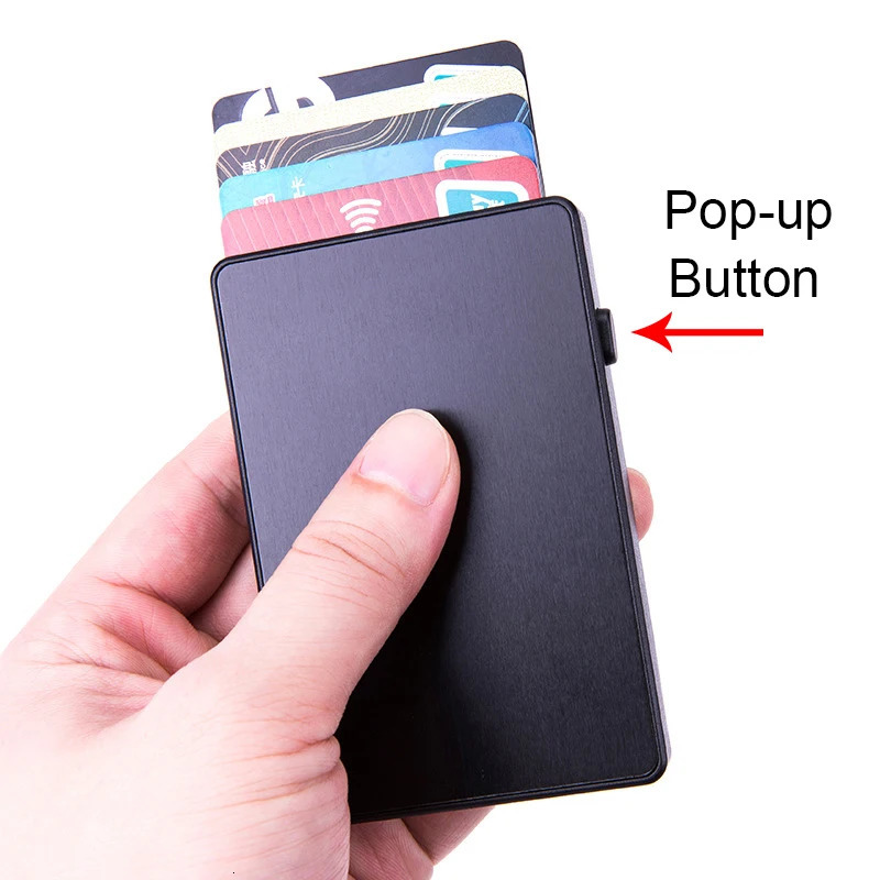 YUECIMIE Gold Thin Pop Up ID RFID Card Holder For Man Slim Mens Card Wallet RFID Creative Credit Card Case For Women Female 251225
