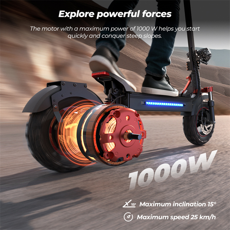 EU Warehouse iScooter iX5S 1000W Electric Scooter for Adults 28MPH 48V 15AH Folding Commute Off Road Electric Scooter 60 Miles Range E-Scooter Kick Sc