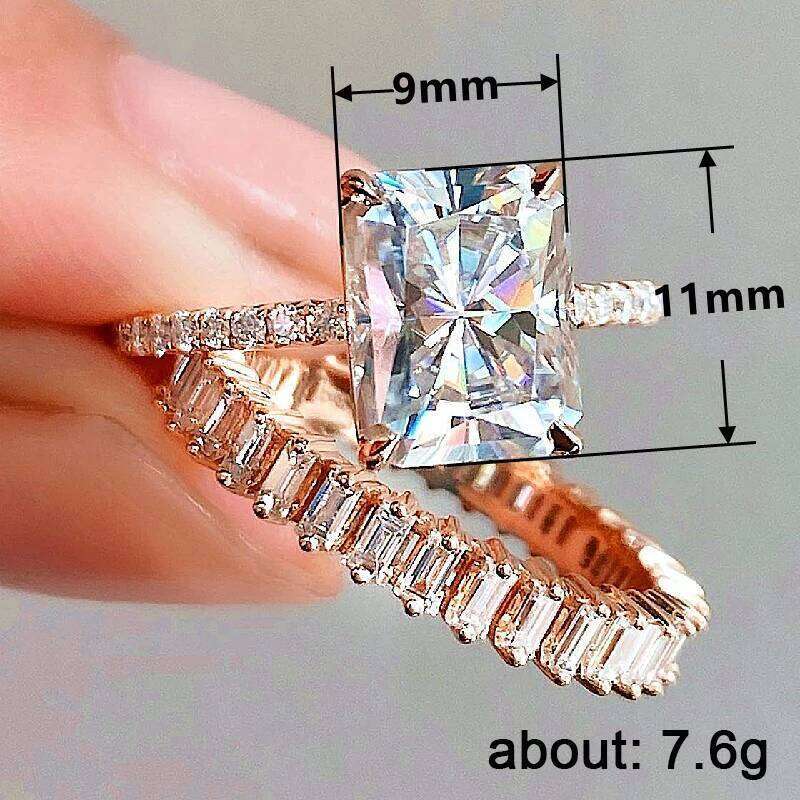 Huitan Newly Designed Rose Gold Color Set Rings for Women Luxury Trendy Wedding Party Accessories Temperament Female Jewelry