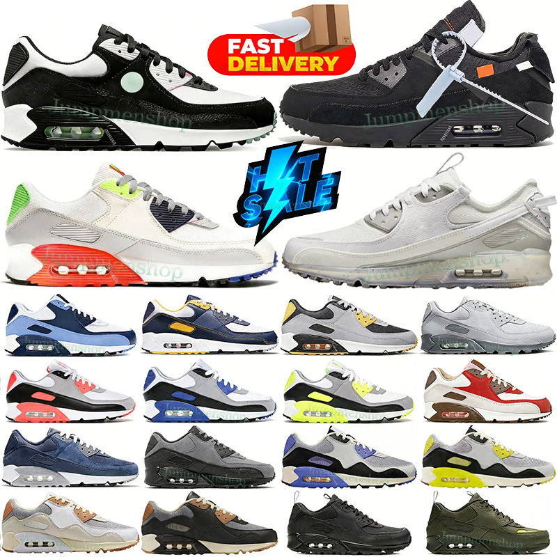 Classic Designer 90 Running Shoes 90s Sneakers Mens Womens Trainers Triple Black White Red Blue Light Smoke Grey Mesh Leather Breathable Cushion Outdoor Sport