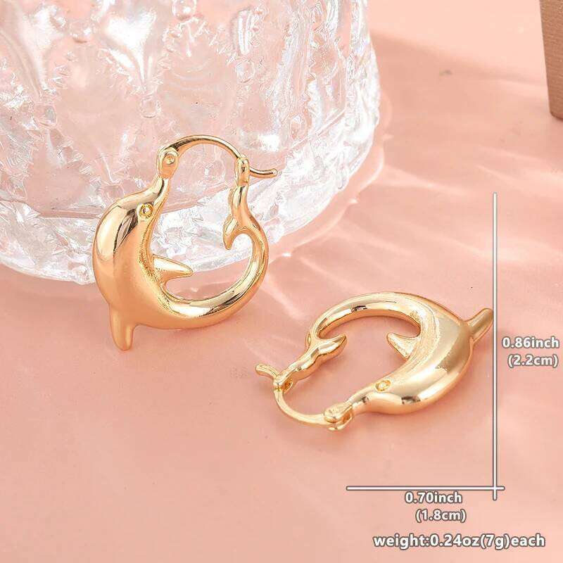 Fashion Cute Versatile Charming Sea Animal Small Dolphin Design Earrings Party Christmas Creative Birthday Valentine's Day Gift 25H1226