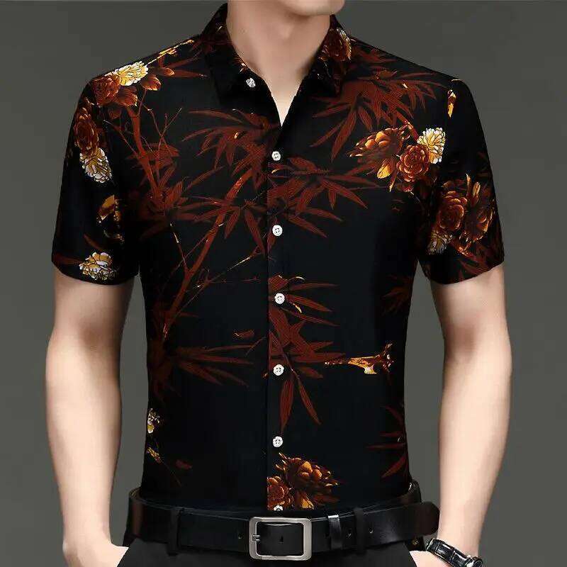 New Summer Floral Shirt Men's Short-Sleeved Middle-Aged Fashionable Casual Business Half-Sleeved Dad's Fashion