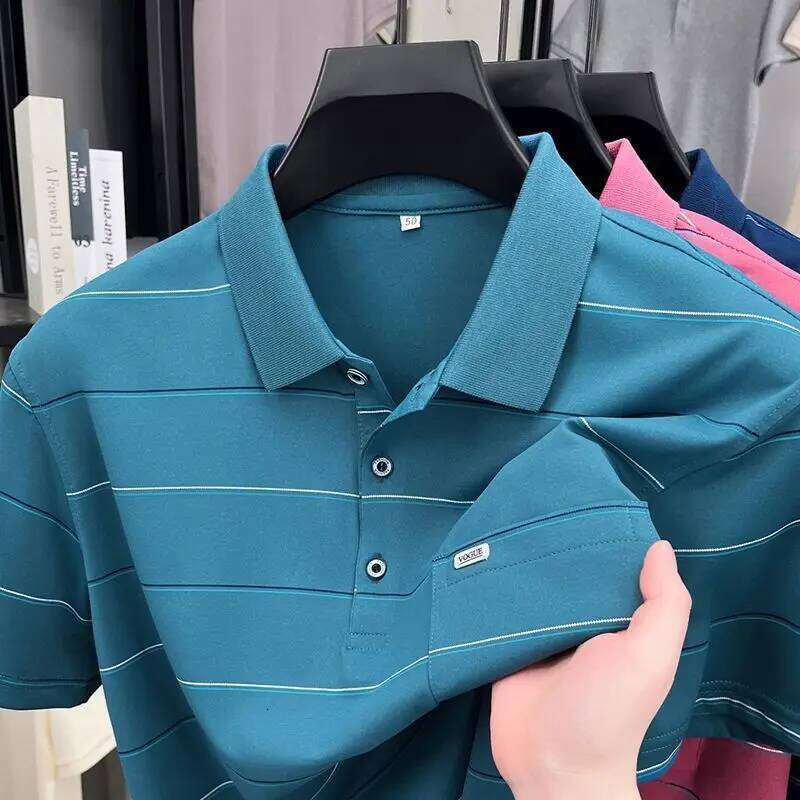 Men's Summer Ice Silk Cotton Short Sleeve Polo Shirt