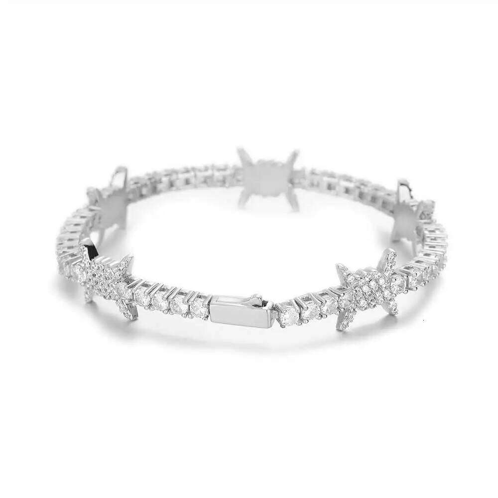 Hip Hop Jewelry Bling CZ Cubic Zirconia Iced Out Thorn Tennis Chain Bracelet For Women Free Engrave Logo