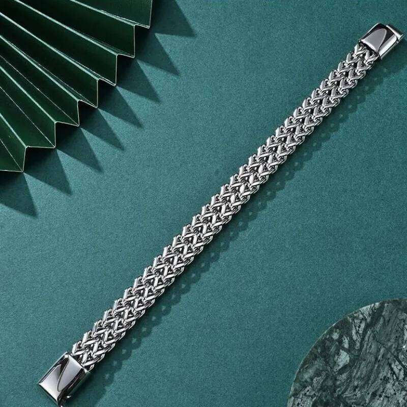 HNSP 10MM Stainless Steel Bracelet For Men Jewelry Hidden Locks Hand Chain 19/21/23CM Size Accessories 25T1226