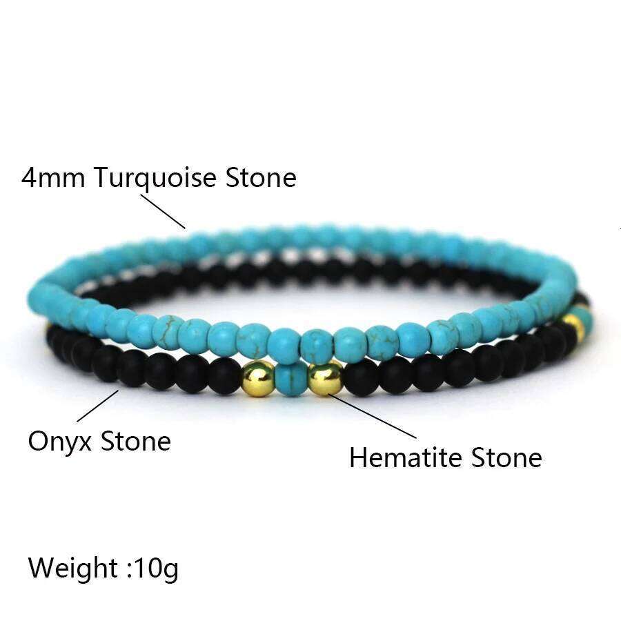 Unique 2Pcs/Set Beaded Bracelet Men 4mm Samll Stone Tiger Eyes Howlite Malachite Braslet Homme Perfect Gift For Boyfriend Joias 25T1226