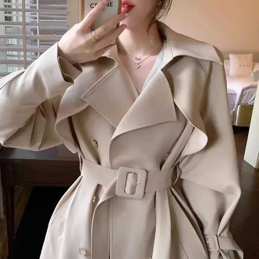 Creamy-white Trench coat Outerwear Women Mid-Length Versatile Spring and Autumn New Korean Series Small British Popular XQ85T251226