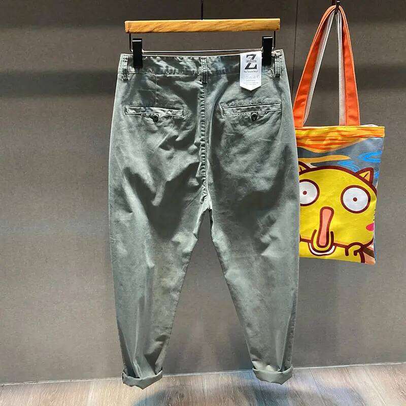 Men Clothing 2024 Summer Trendy Casual Streetwear Y2k Cargo Harem Pants Male Simple Solid Pockets Slim Trousers Pantalones 28-38