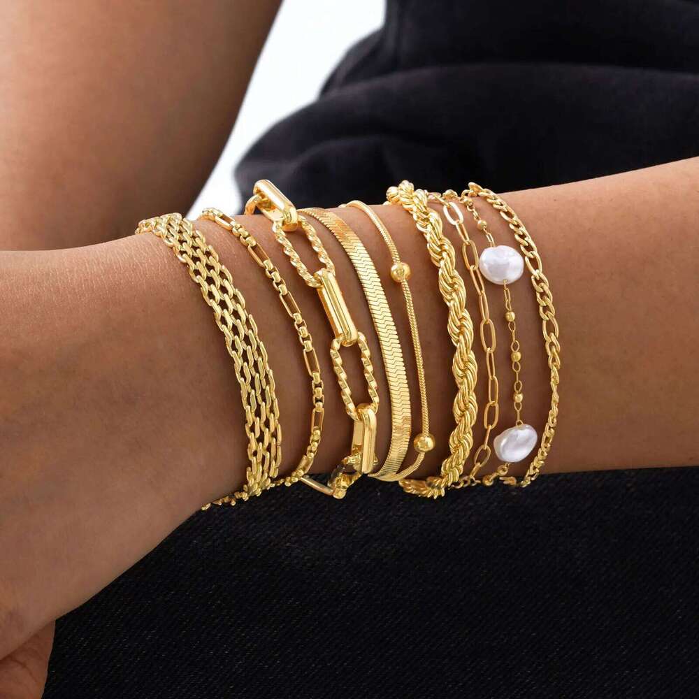 Waterproof Stainless Steel Chain Bracelets For Women , Gold Plated Fashion Stackable Link Bracelet Gifts 25T1226