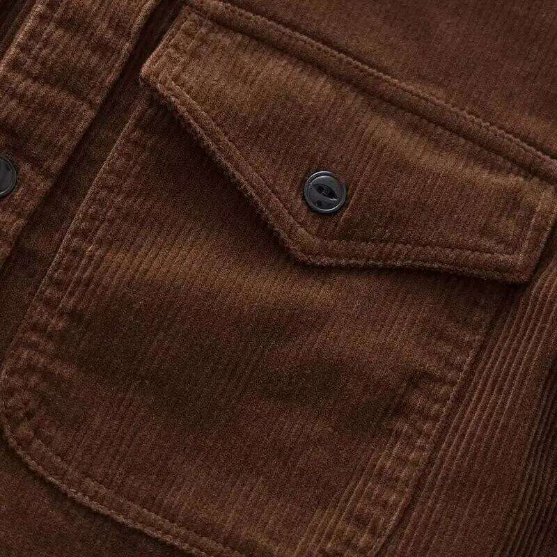 American Retro Heavyweight Corduroy Men's Loose Workwear New Thick Long Sleeved Shirt Jacket Men