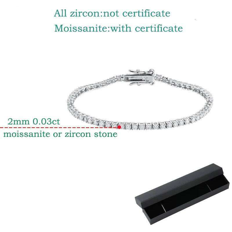 Smyoue 2MM D Color 100% Real Moissanite Tennis Bracelet for Women Lab Diamond Original Silver 925 Jewelry Hip Hop Party Chain 25T1226