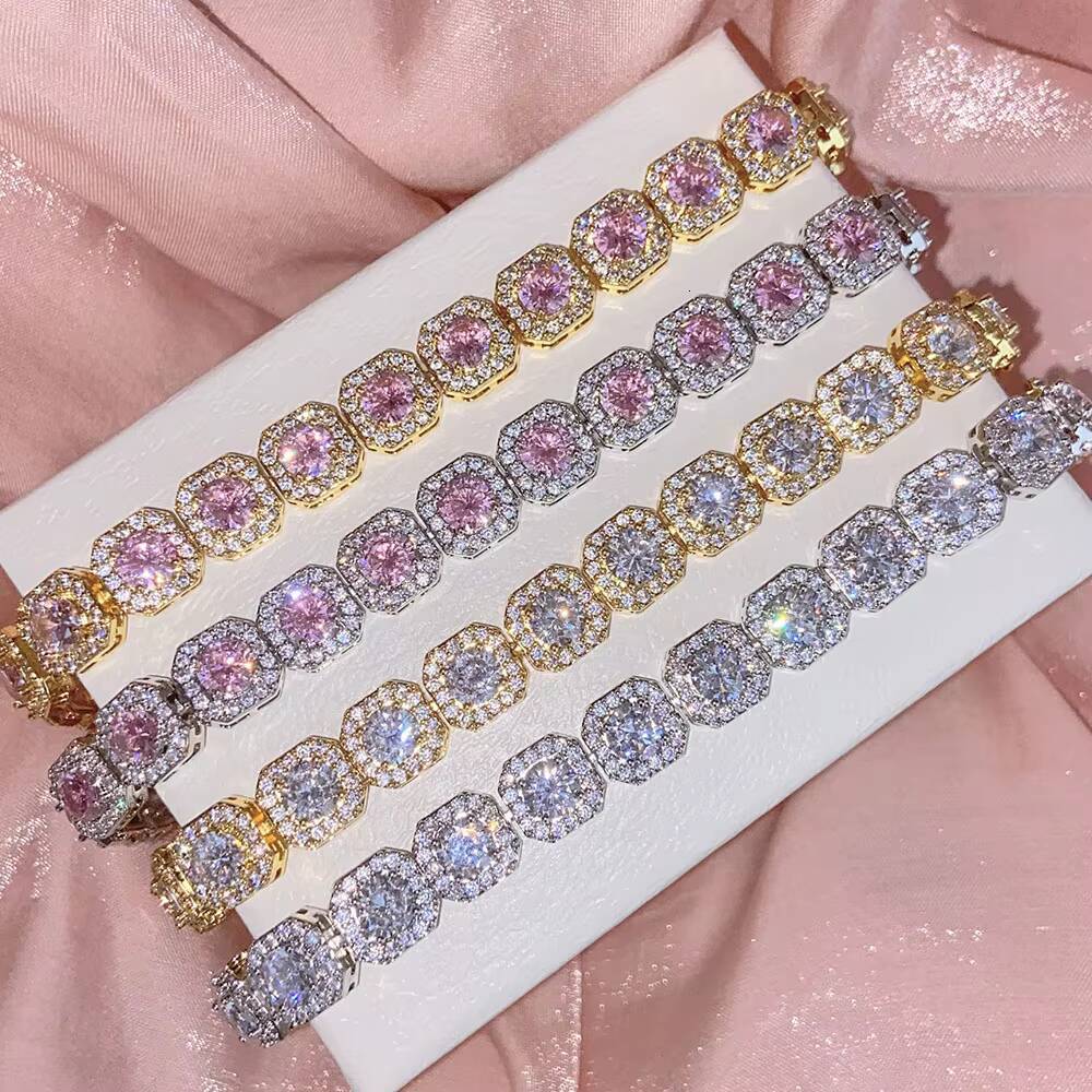925 Sterling Silver Plated Crushed Bling Necklace Luxury American Style Cz Diamond Necklace Jewelry