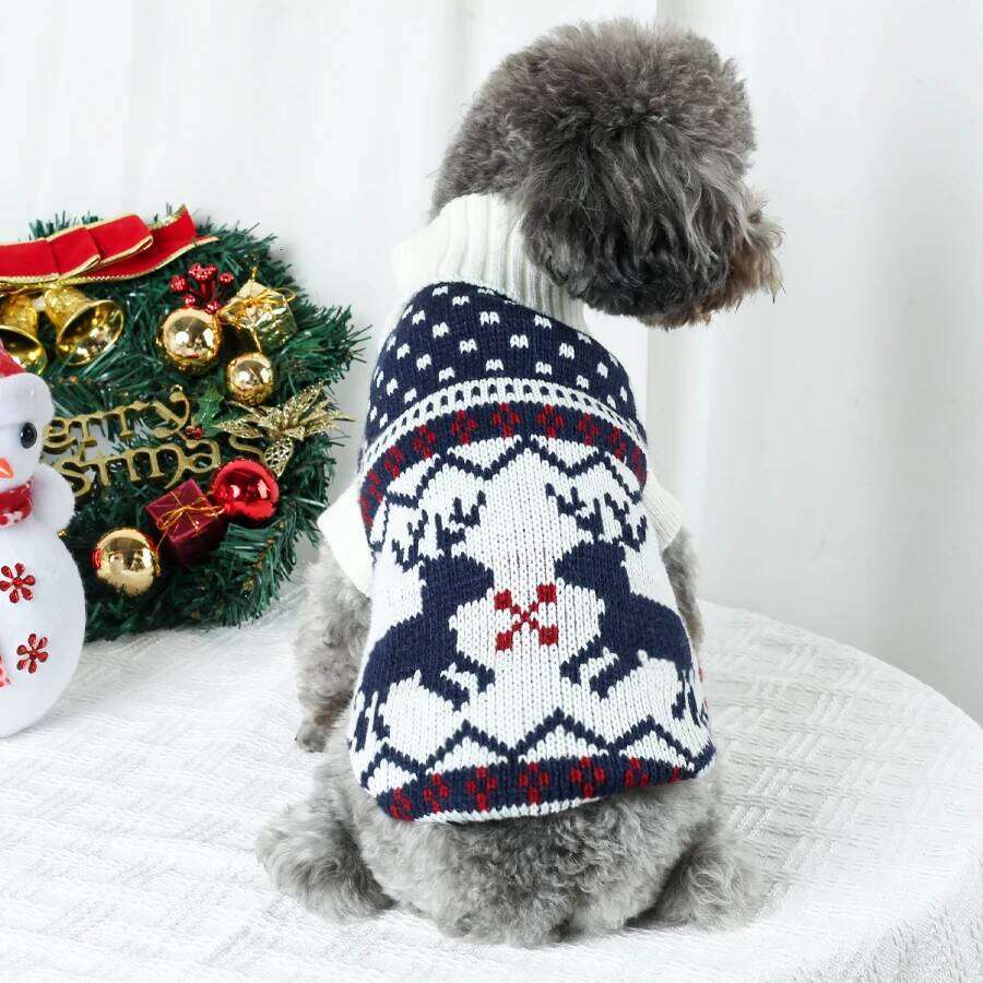 Christmas Sweaters Pet Winter Knitwear Xmas Clothes Classic Warm Coats Reindeer Snowflake Argyle Sweater for Kitty Puppy Cat 25T1226