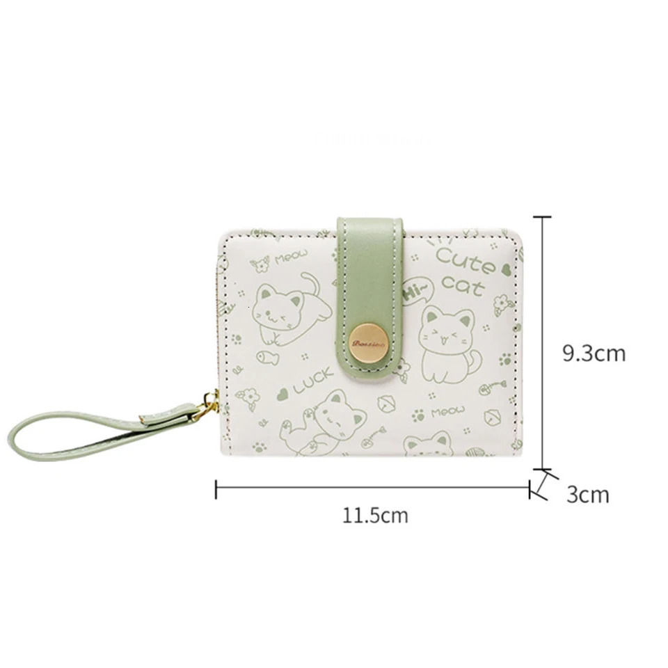 Japanese Cute Little Cat Wallet Short Student Card Holder Money Bag Zipper Wallets For Women Key Storage Purse Coin Purse 251225