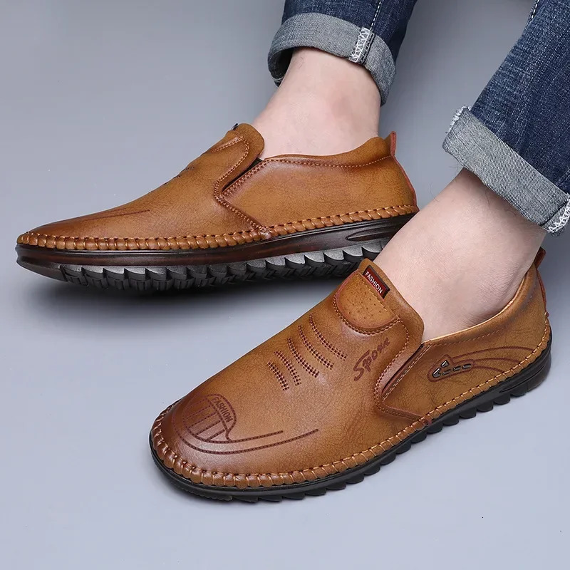 High Quality Men Shoes Handmade Leather Footwear Male Casual Business Flats Outdoor Soft Soled Travel Sneakers Moccasins 251225 - view 3