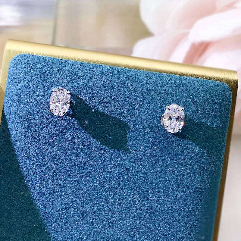 CAOSHI Simple Shiny Oval-shaped CZ Earrings for Female Graceful Lady Versatile Accessories Classical Elegance Women's Jewelry 25H1226