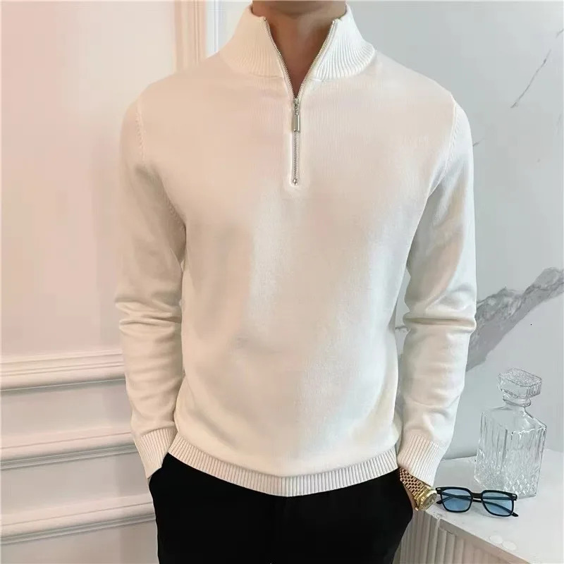 Autumn and Winter Half Turtleneck Sweater Mens Business Casual Retro Slim Bottoming POLO Long-sleeved Sweater Top 251222