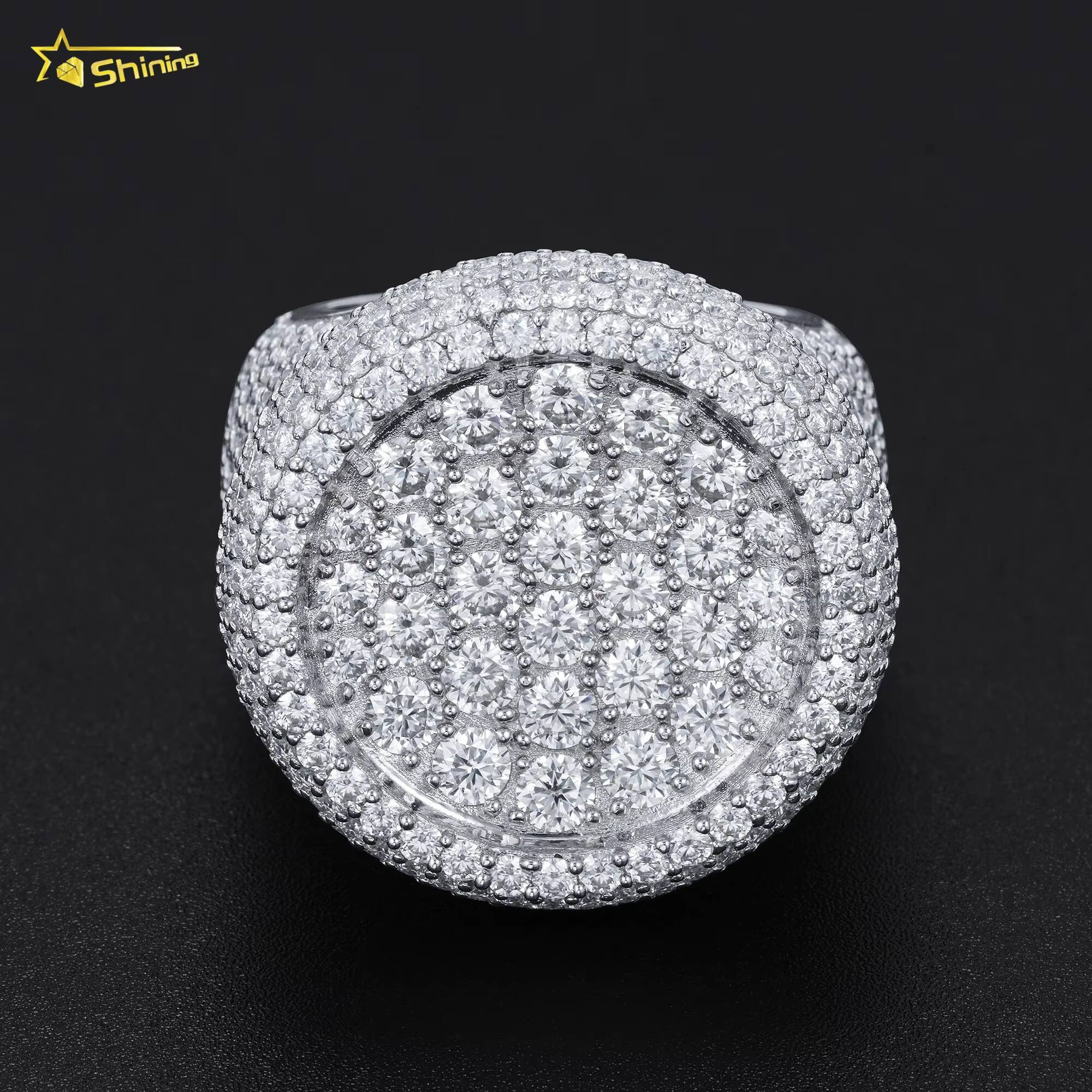 Iced Out Sterling Silver 925 Luxury Rings Fashion Hip Hop Mens Vvs Moissanite Ring