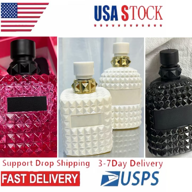 Parfums Born in Roma Perfume 100ml Donna Pink PP Coral Fantasy Intense Rockstud Noir Fragrance Eau De Parfum Men Woman Cologne Spray USA 3-7 days fast delivery