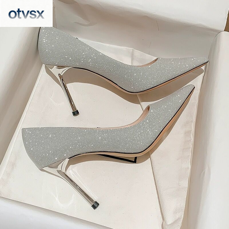 Otvsx Autumn New Wedding Dress Exquisite High Heels with Diamond Shining Design Lightweight Luxury Sandals Elegant Fashion Women's High Heels