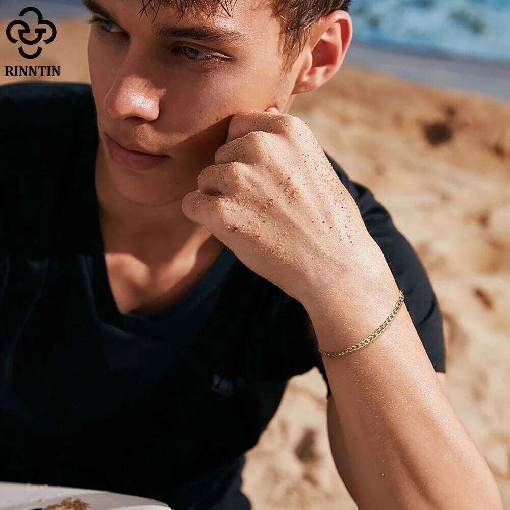 Rinntin 925 Sterling Handmade 3mm Cuban for Men Women Italian Silver Link Chain Bracelet Jewelry SB123 25T1226