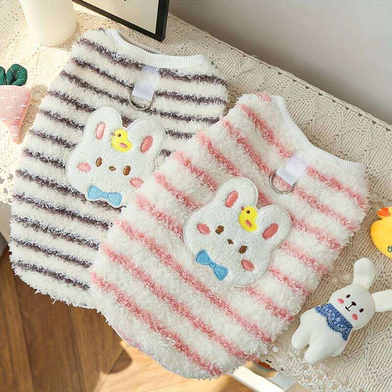 Dog Winter with Cute Rabbit and Poodle Pattern - A Warm Hooded Sweater Jacket Suitable for Ultra Small Dogs 25T1226
