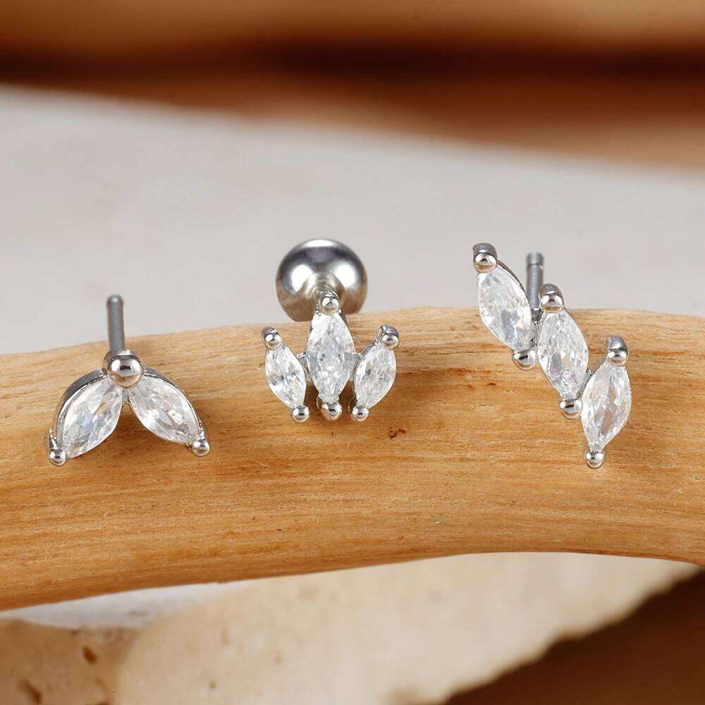 3PCS Stainless Steel Color Crown Stud Set For Women 14K Gold Plated Crystal Zircon Unique Horse Eye Earring Jewelry 25H1226
