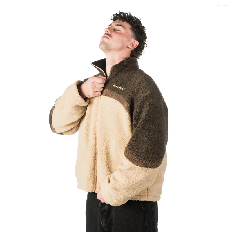 Men's Jackets Y2K Trendy Men Casual Reversible Jacket Winter Brown Fleece Vintage Graphic Embroidered Warm Shirt High Street Cardigan Coat For Me