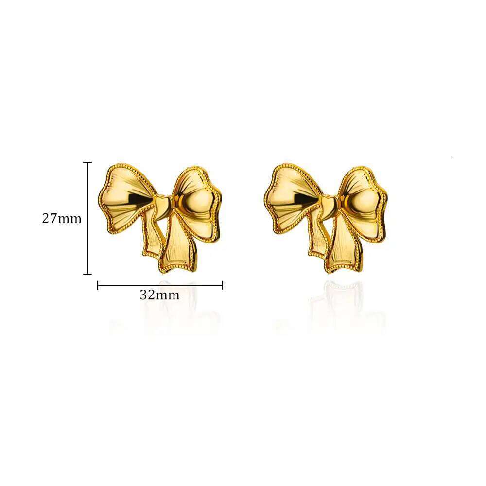Bow Stainless Steel for Women Creative Bownot Wedding Stud Earrings Trendy Banquet Jewelry Gifts BFF mujer 25H1226