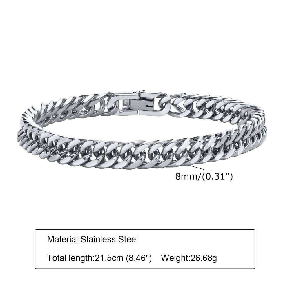 Vnox Men's Stainless Steel 7/8/9/10/12/15MM Link Chain Miami Cuban Bracelets Male Boys Jewelry, 19cm/21.5cm, Gift for Dad 25T1226