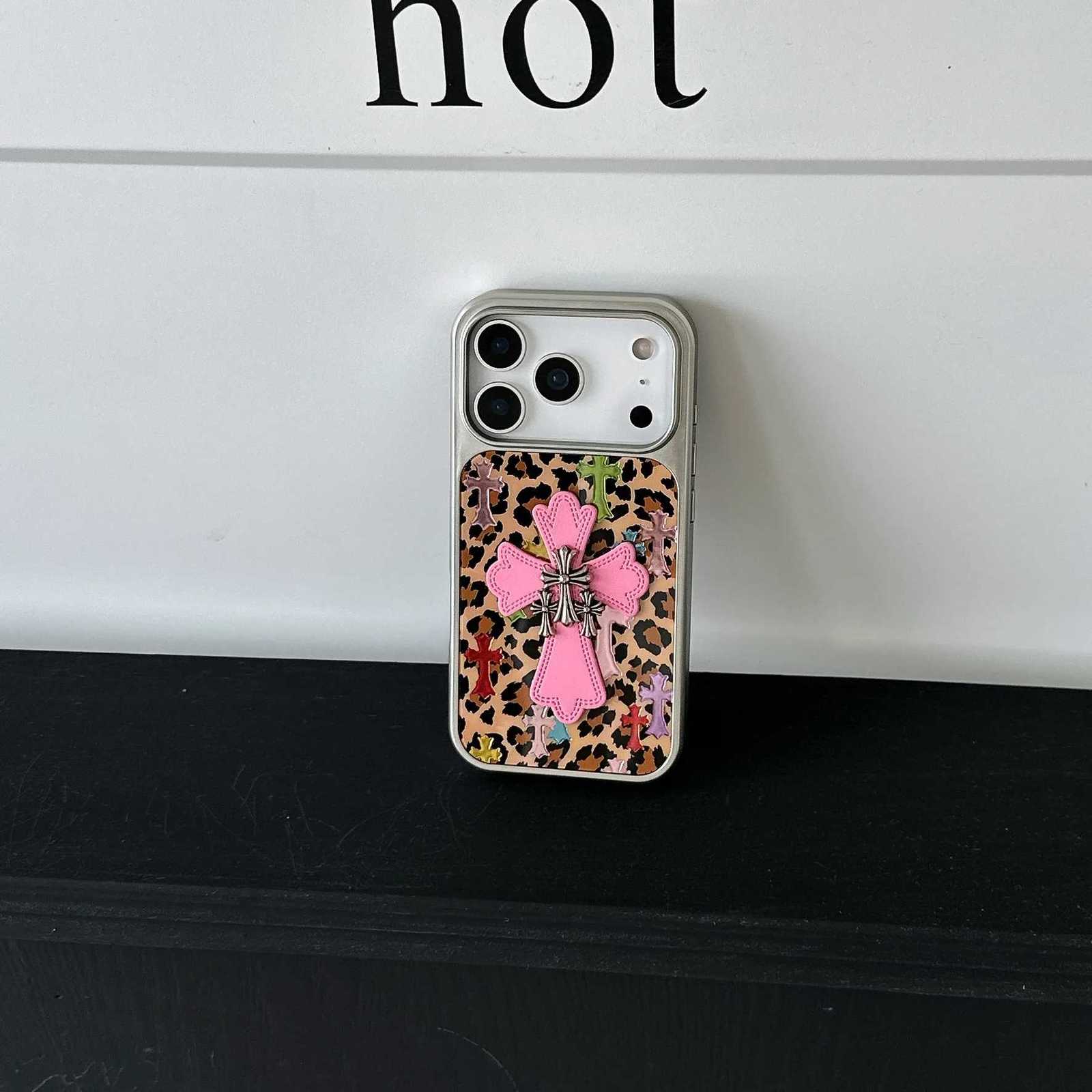Silver-edged gold-plated leopard print Chre s phone case for iPhone 17 series Y251226