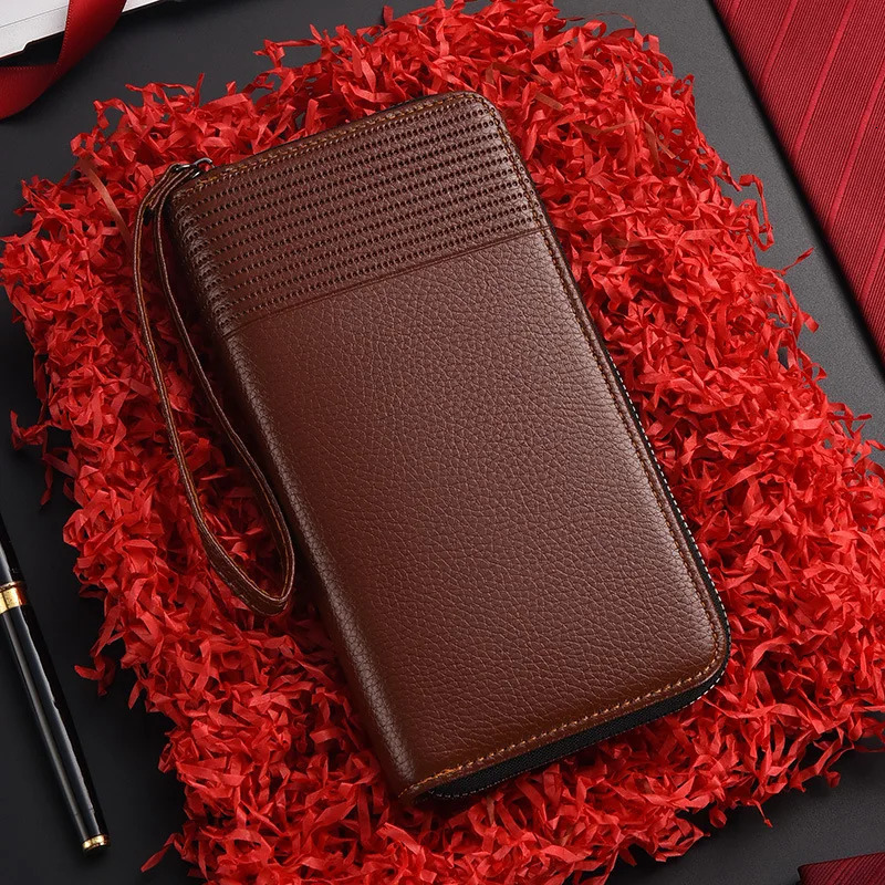 Color Mens Long Wallet For Men Rfid Blocking Clutch Organizer Zipper Leather Business Id Credit Card Holder Purse 251225