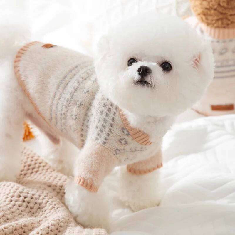 Winter Warm Fashion Knit Dog Plaid Print Puppy Pullover Cute Soft Cat Sweater Chihuahua Clothes Pet Outfits 25T1226