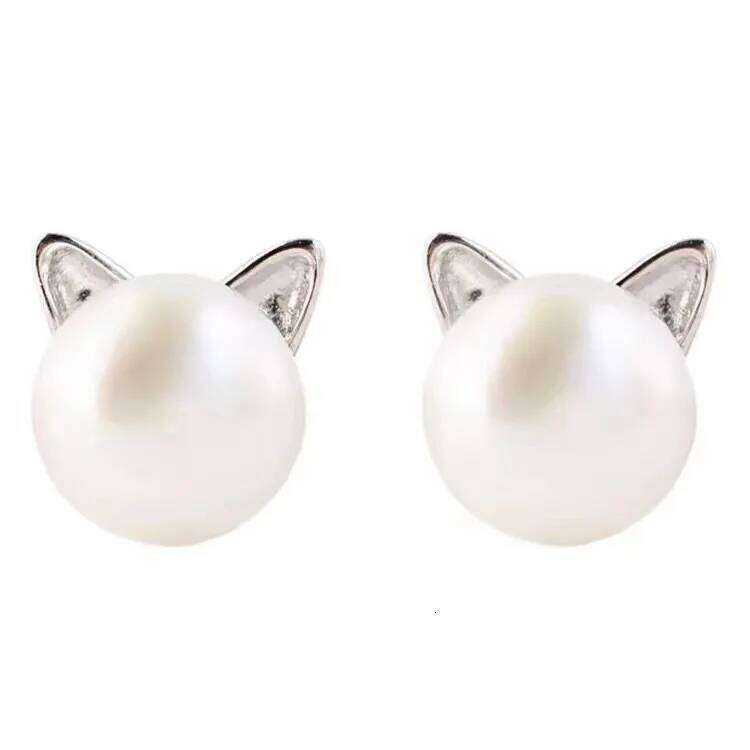 Fashion Earings Jewelry Silver Color Small Pearl Cat Stud Earrings for Women Girls Summer Daisy Flower Earring Pendientes 25H1226