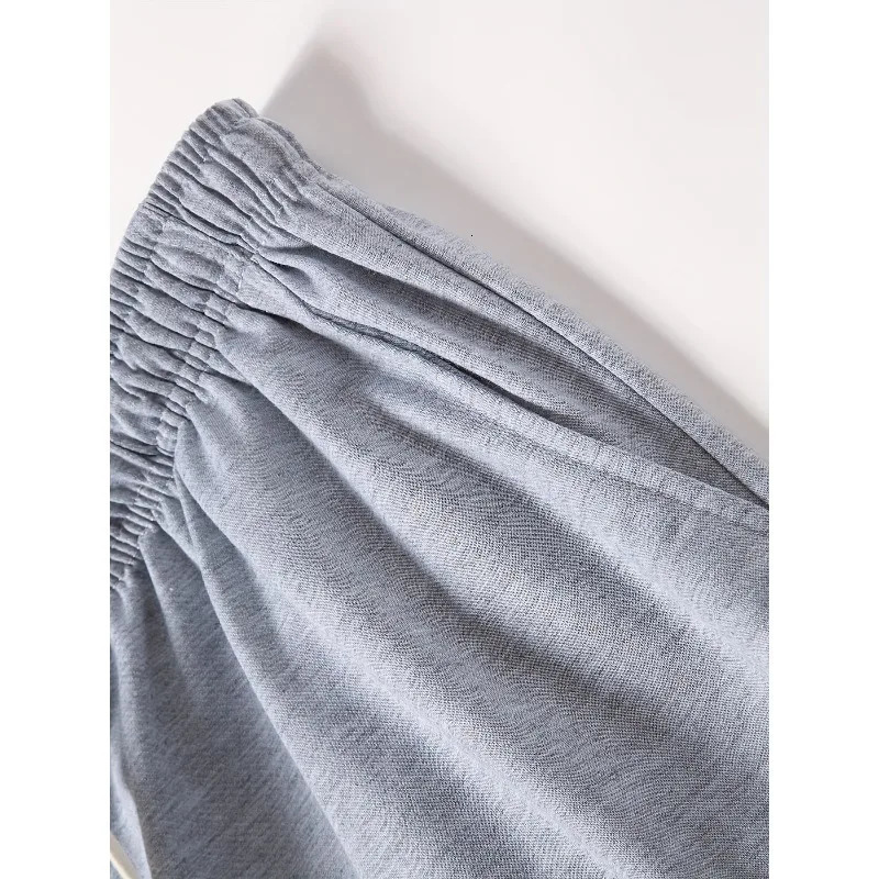 Mens solid color drawstring waist slanted pocket sports pants pure cotton casual loose sweatpants men 251226