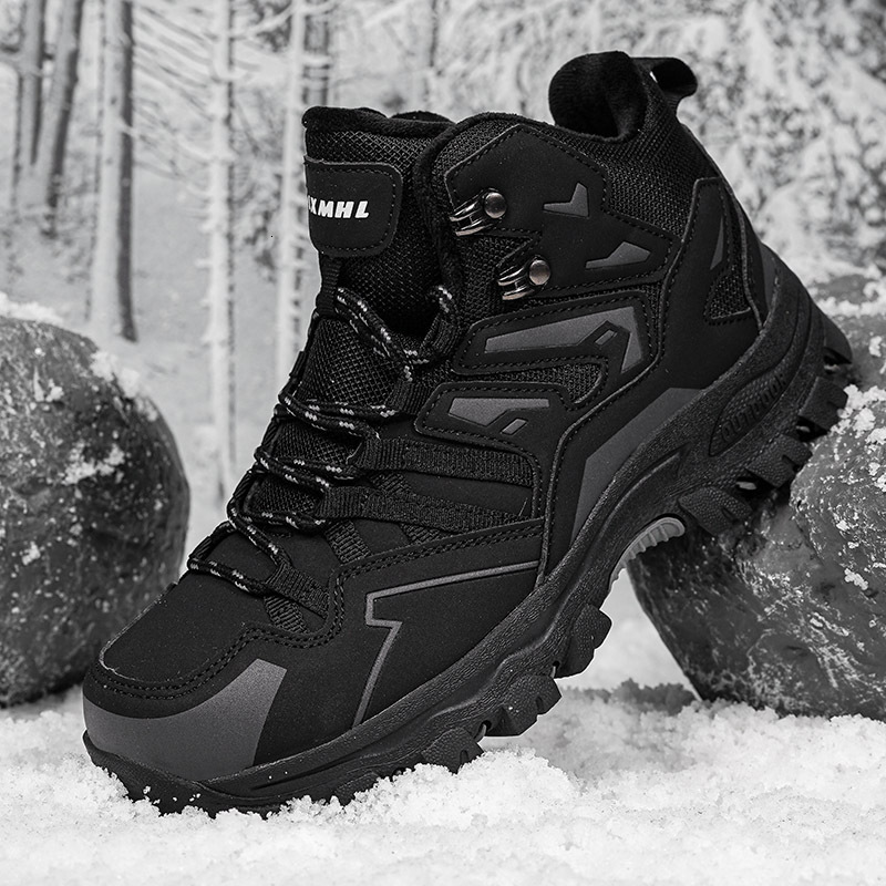 New Autumn Winter Thickened Cotton Women's Couples Mid-top Climbing Off-road Trekking Travel Sports Hiking Shoes