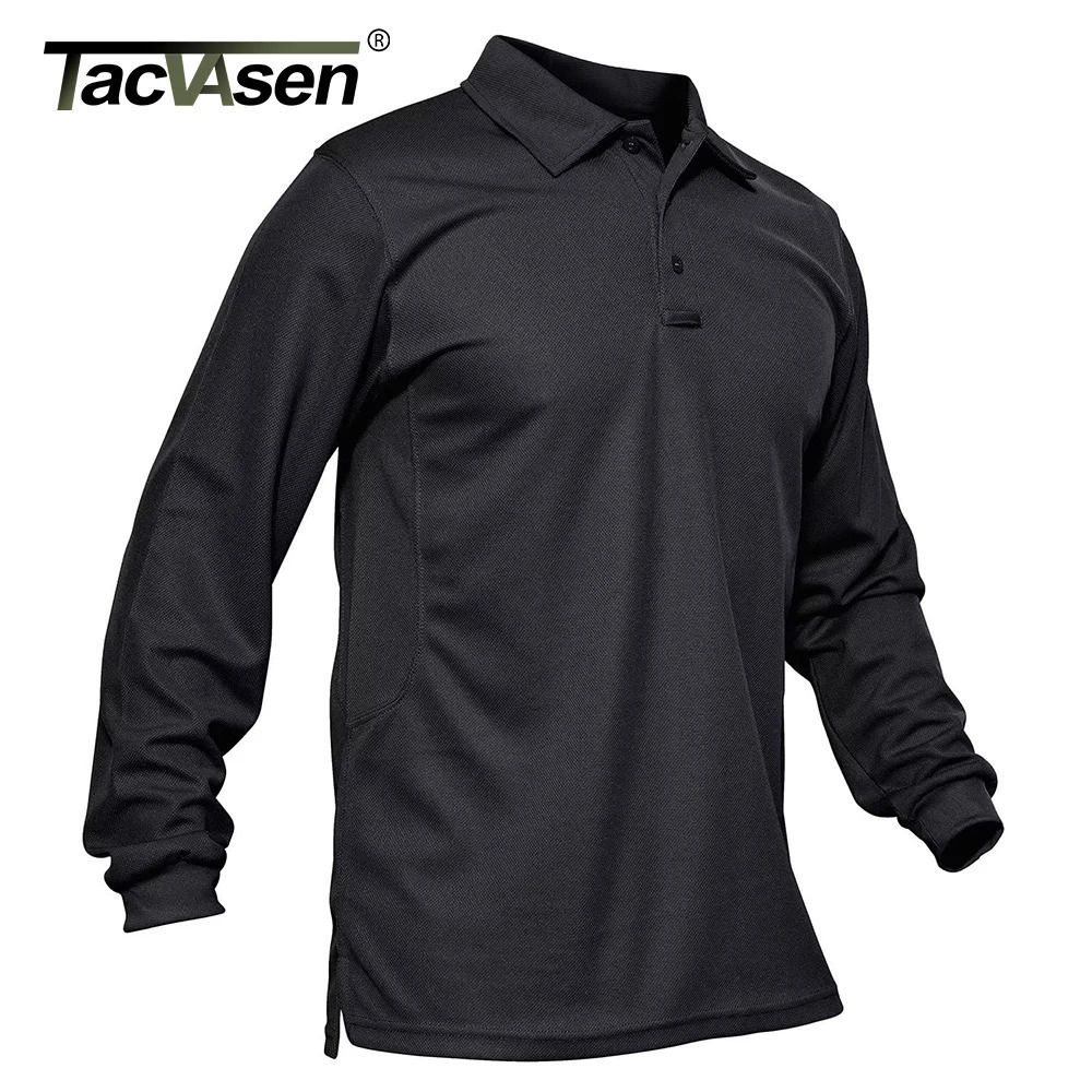 TACVASEN Mens Long Sleeve Collared T-Shirt 3 Button Quick Dry Performance Golf Shirt Athletic Casual Basic Tops Moisture-Wicking 251222