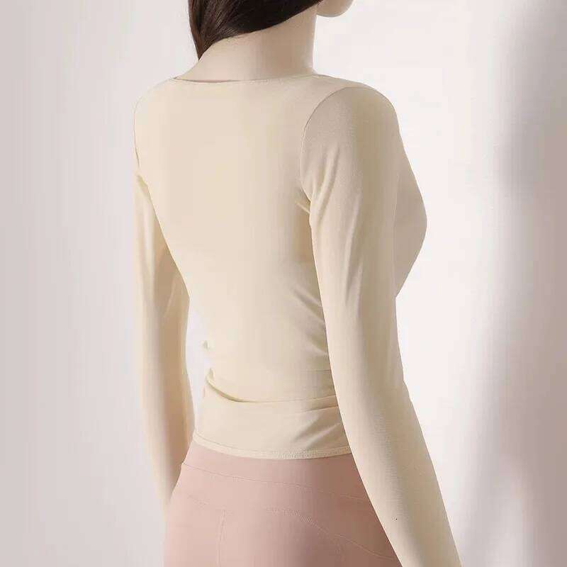 Quick Drying Yoga Sports Top V-Neck Cross Waist Mesh Breathable Fitness Long Sleeve Cover up for Women 25T1226