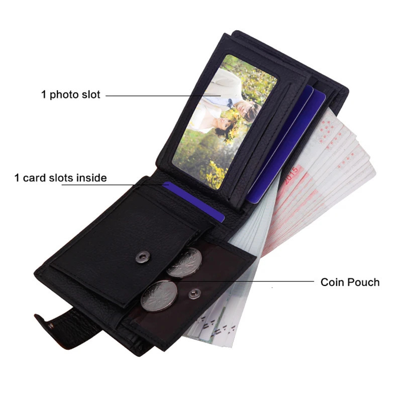 Genuine Leather Mens Wallet Short Money Clip Soft Leather Purse For Man Buckle Multi Card Position Zippe Wallet Men 251225