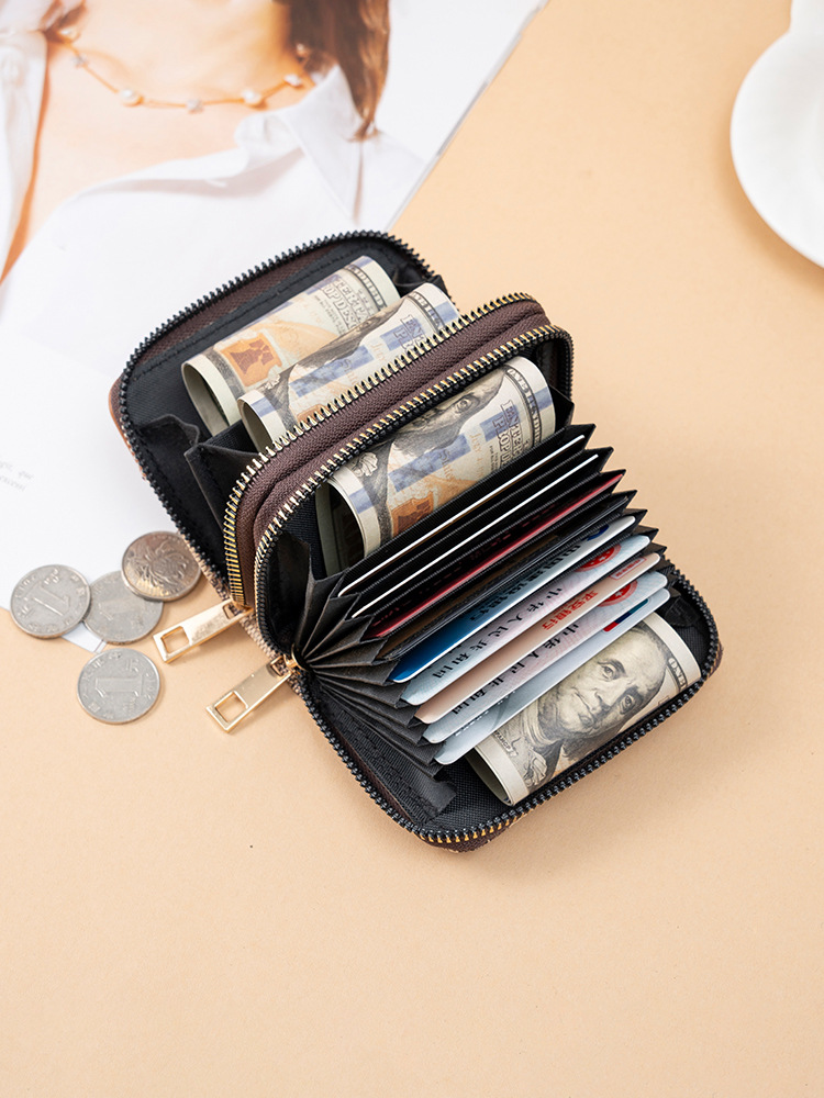 Multifunctional Women, New Accordion Holder, Double-layer Zipper Women's Wallet, Large Capacity PU Card Holder for Travel