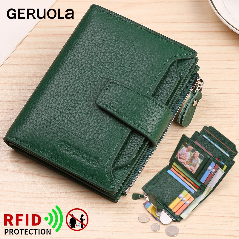 RFID anti-theft brush three fold multi fold genuine leather cowhide wallet multifunctional anti tamper magnetic card bag sho 251225