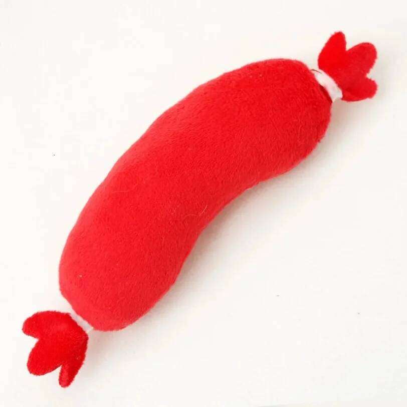 Sound Hot Dog Chewing Pet Grinding Teeth Squeaky Plush Puppy Bite-resistant Interactive Chew Toy 25N1226