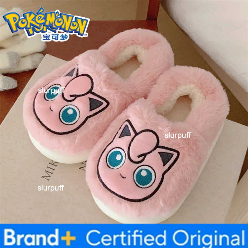 Pokemon Pokmon Genuine Bulbasaur Indoor Fall and Winter Plus Velvet Warm Soft-soled Comfortable Cotton Slippers for Men and Women W251226